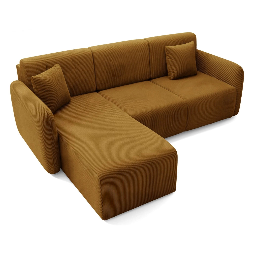 Ranco, Divano Letto con Penisola Contenitore, 245x185 cm Marrone