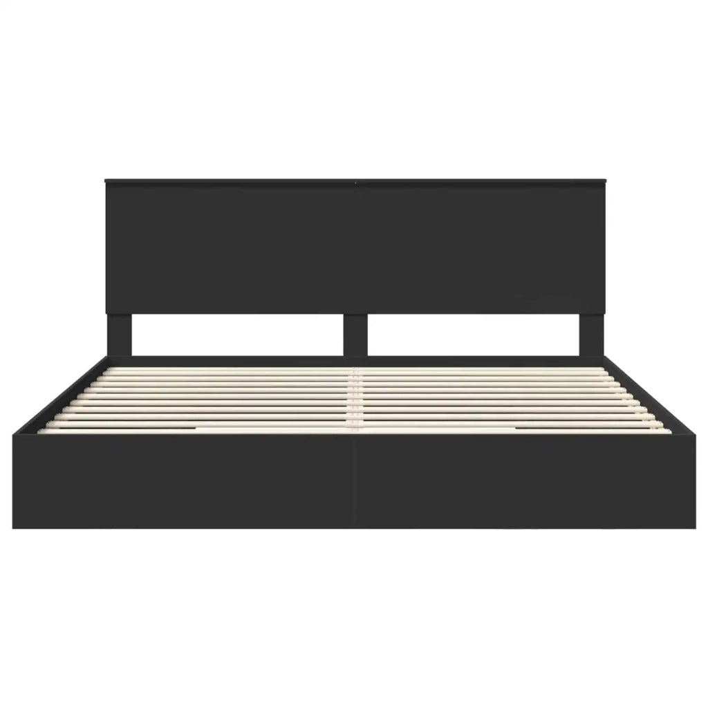 Letto con Contenitore Nero 200 x 200 cm Legno multistrato