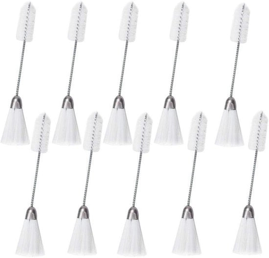 Set di pennelli per cucito - 10 pezzi - doppio lato - testa di pennello in nylon - manico in acciaio inossidabile - per diverse applicazioni - pennello per pulizia
