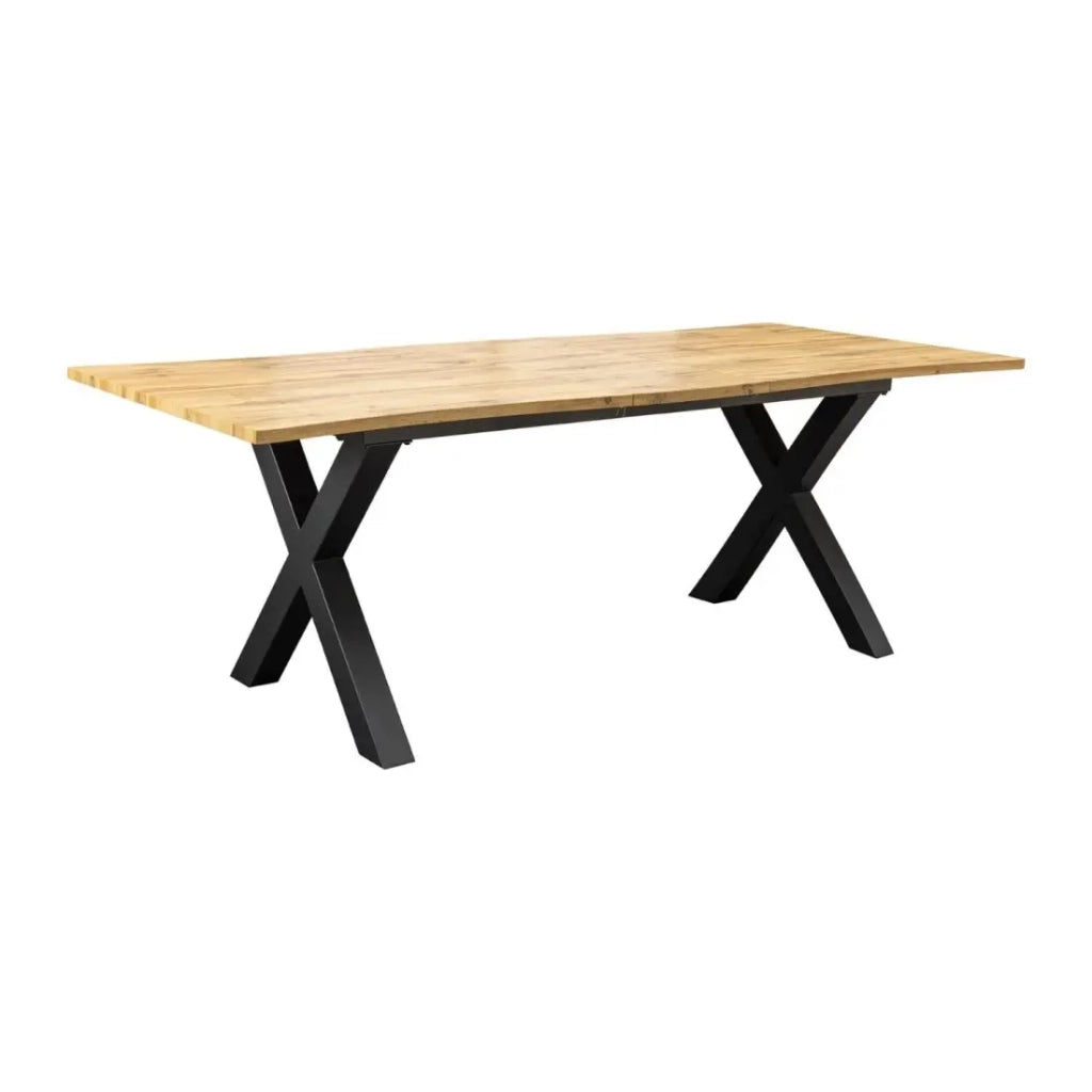 Tavolo da pranzo RIVET estensibile fino a 220 cm - Legno e metallo nero - Stile industriale