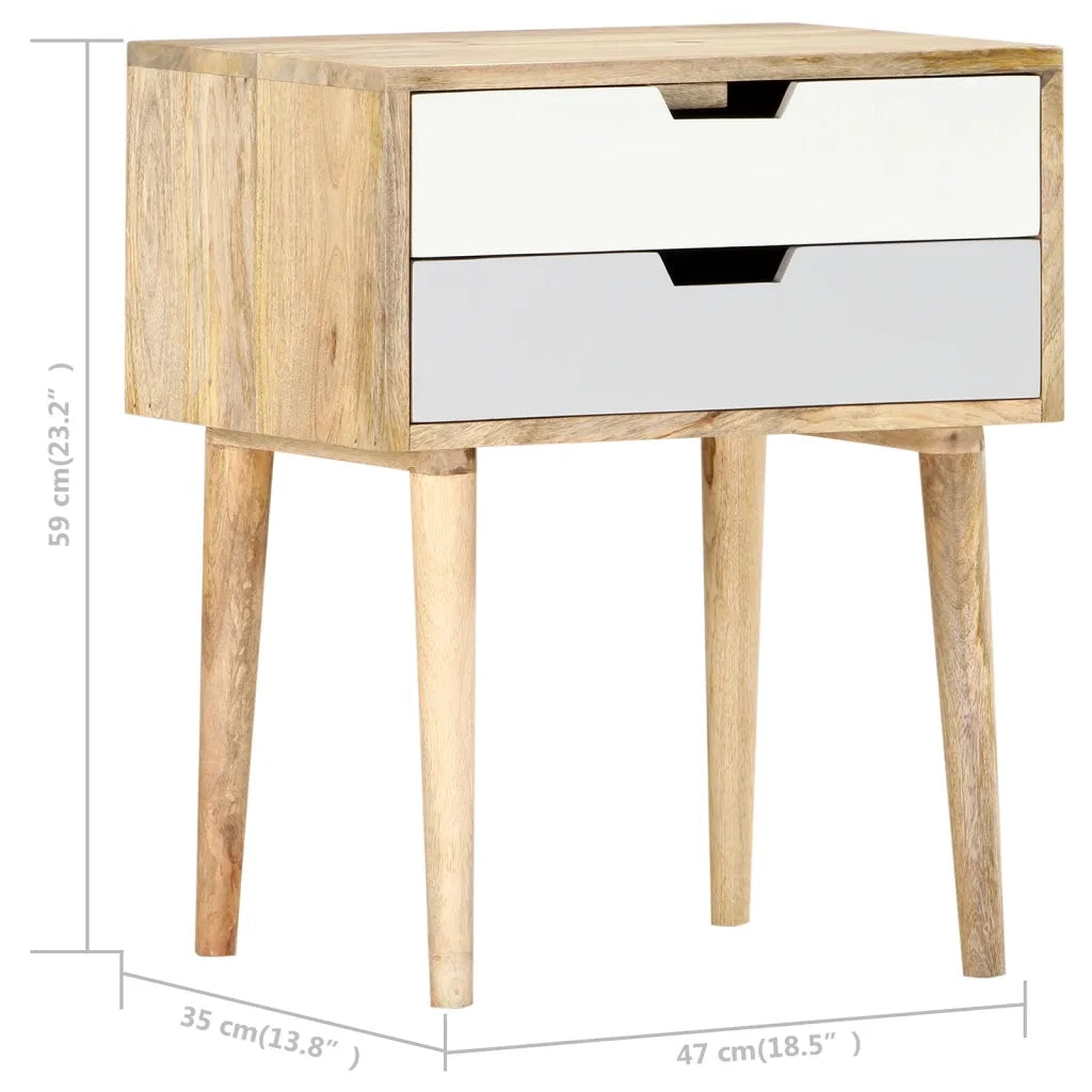 Comodino | Armadio da Notte | Mobiletto da notte 47x35x59 cm in Legno Massello di Mango