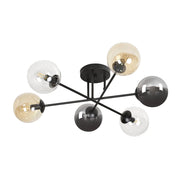 Emibig BRENDI plafoniera 6 luci E14 nera vetro mix