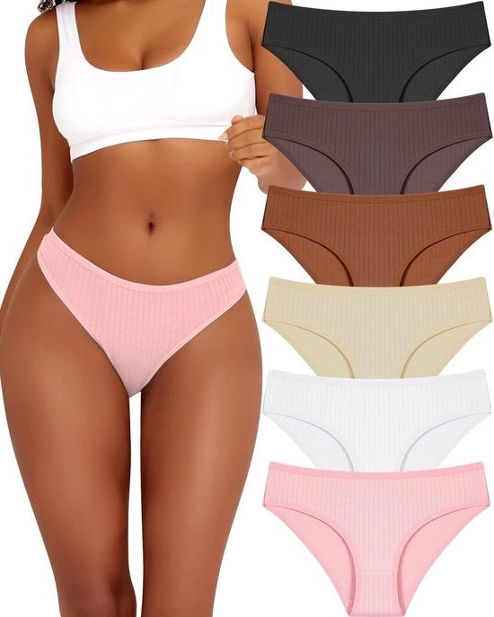 Set di slip per donna da 6 pezzi - Slip in cotone - Sottovestiti aderenti - Abbigliamento intimo respiro - Stretto - Comodo - Taglie S-XL