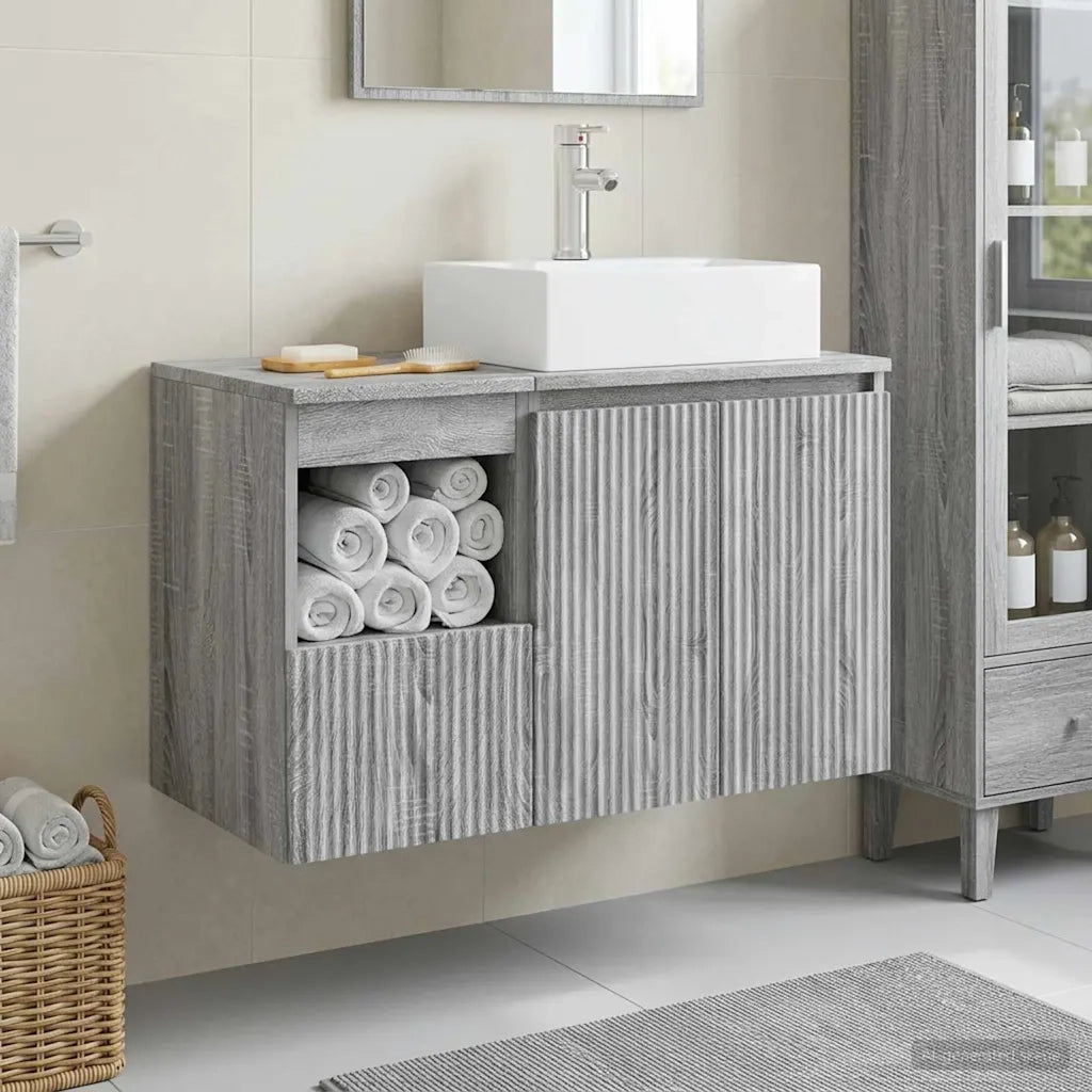 Set di mobili per il bagno 2 pz Sonoma grigio 3404060