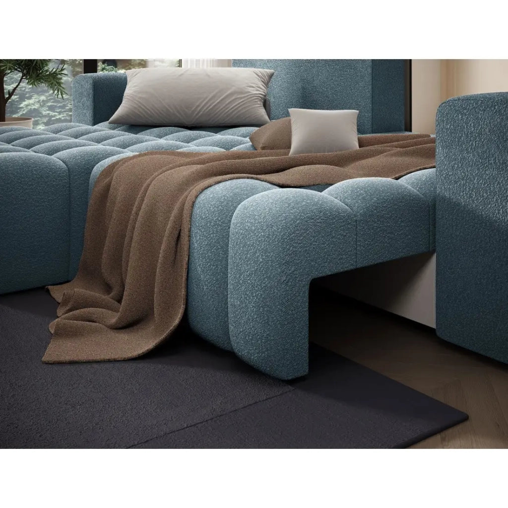 Divano angolare convertibile DORY blu notte 250 cm con vano contenitore angolo destro