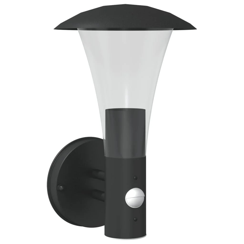 Applique da esterno in acciaio inox 17,5 x 17,5 x 28 cm con sensore di movimento design nero 02_0056561