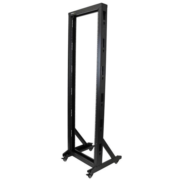 Startech.com server rack a 2 montanti 42u open frame, armadio rack di rete 19" con ruote, rack server 19 pollici a telaio aperto per apparecchiature av/dati/media/it, quadro/rack dati per spazi domestici/ufficio - 2POSTRACK42