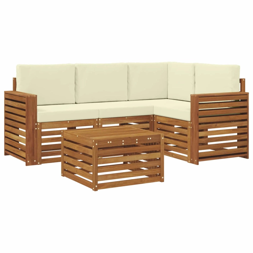 Set di divani da esterno con cuscino 5 pcs Naturale e Crema 3374775