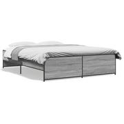 Letto matrimoniale | Letto per adulti | Giroletto Grigio Sonoma 150x200 cm in Legno Multistrato Metallo