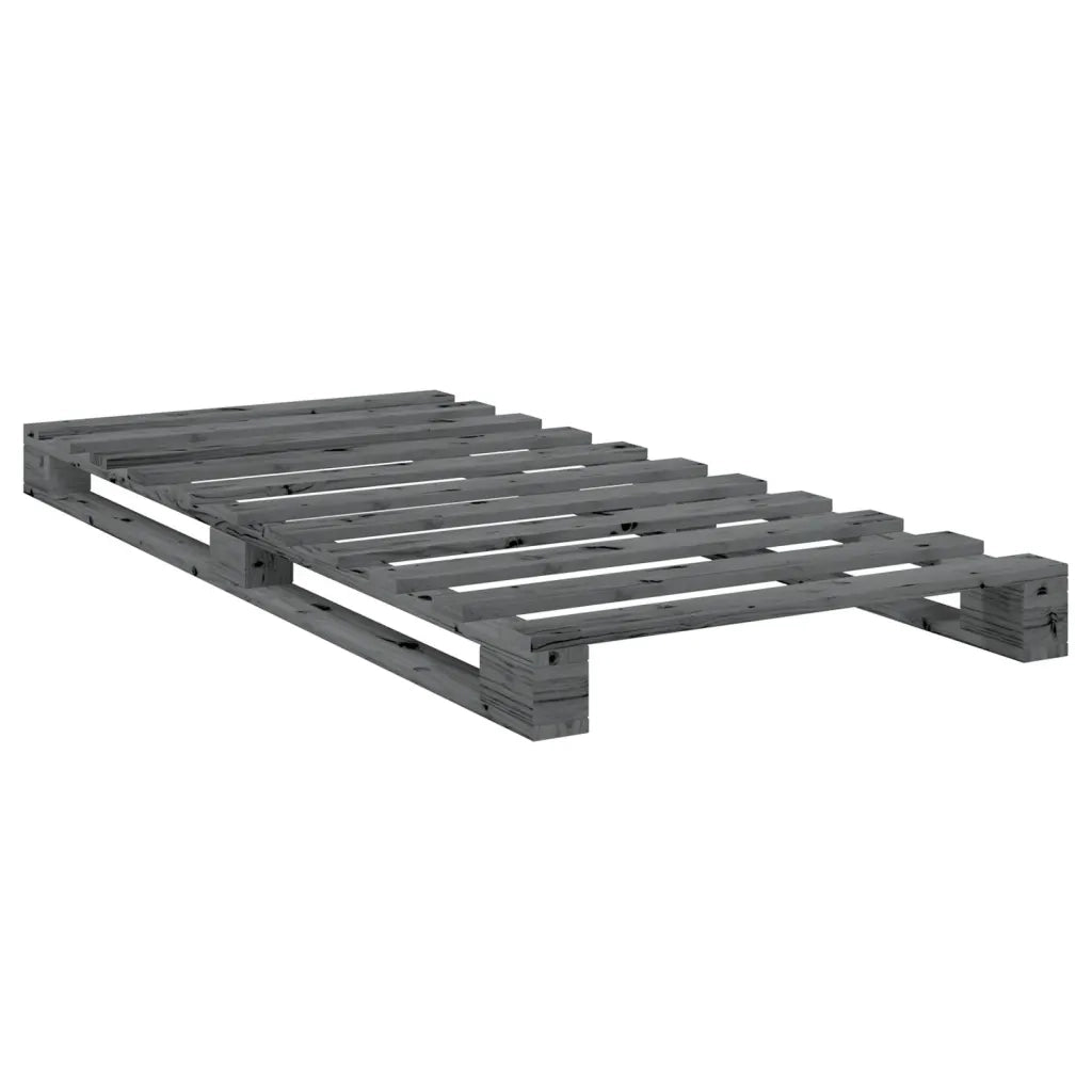 Giroletto con Testiera-Struttura Letto con testiera Grigio 90x200 cm Legno Massello di Pino 643620