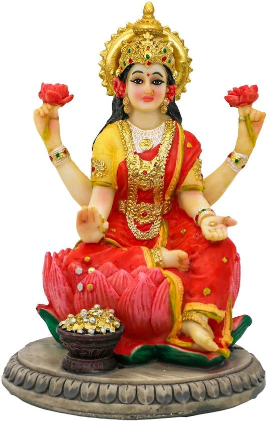 Beeld diorama della dea Lakshmi 13 cm alto Figura di Lakshmi per la casa Tempio per la casa Articoli per la preghiera Regali per Diwali Decorazione per Diwali per la casa Regalo spirituale