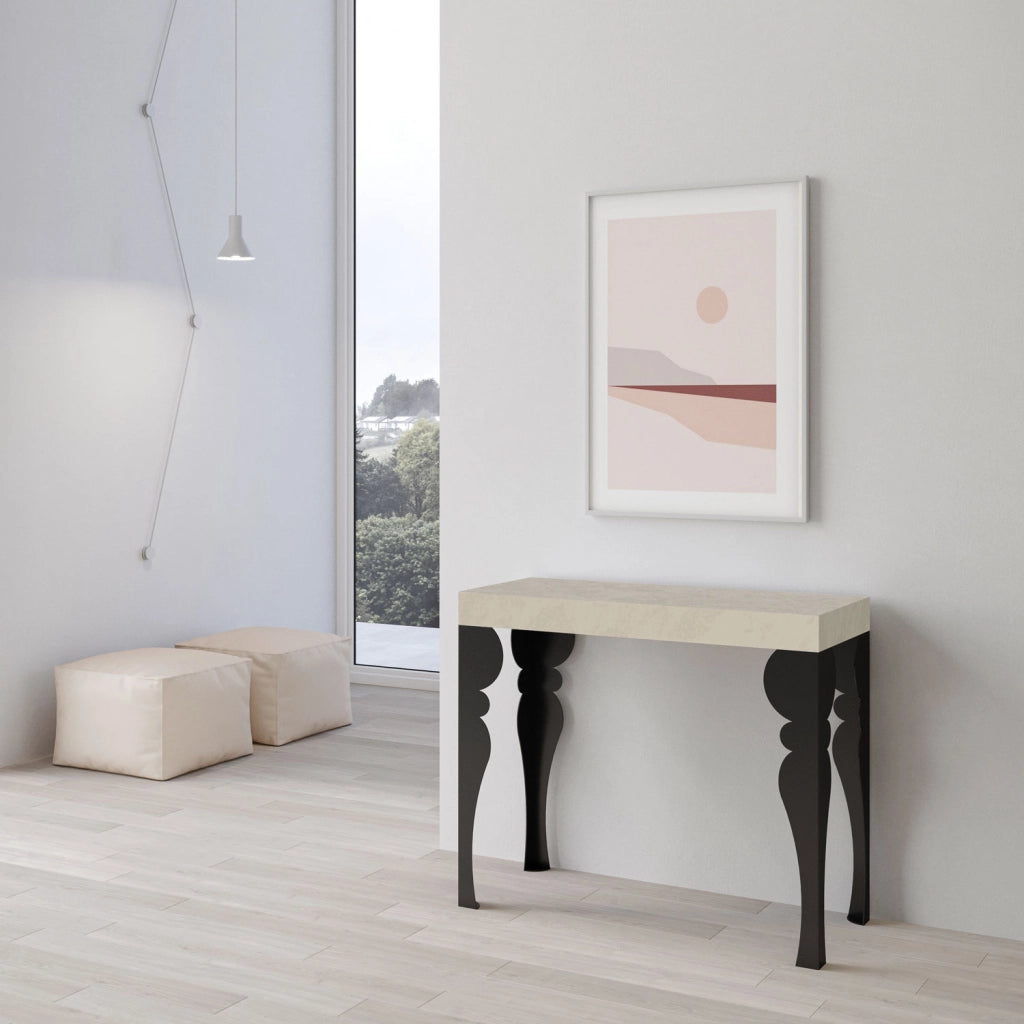 Consolle allungabile 90x40/196 cm Paxor Small Cashmere telaio Antracite