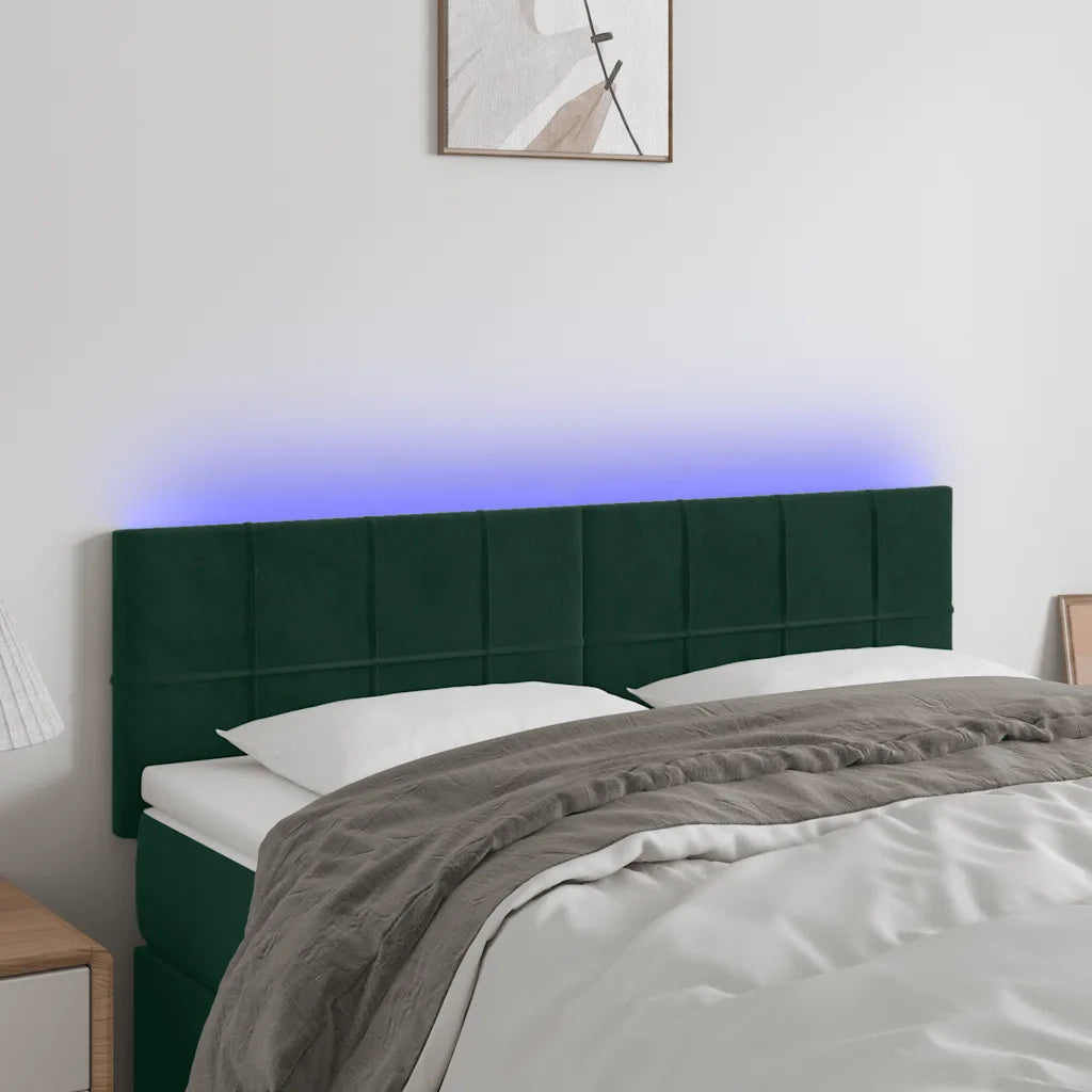 Testiera | Testata a LED Verde Scuro 144x5x78/88 cm in Velluto
