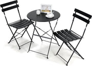 Set da Giardino Patio - 1x Tavolo - 2x Sedie - Blu del Cielo - Opzione pieghevole - Nero