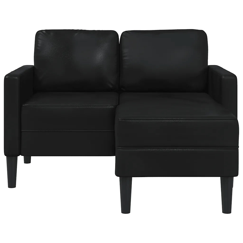 Divano a 2 posti con chaise longue a L-Sofa 2 Posti nero 125 cm in similpelle