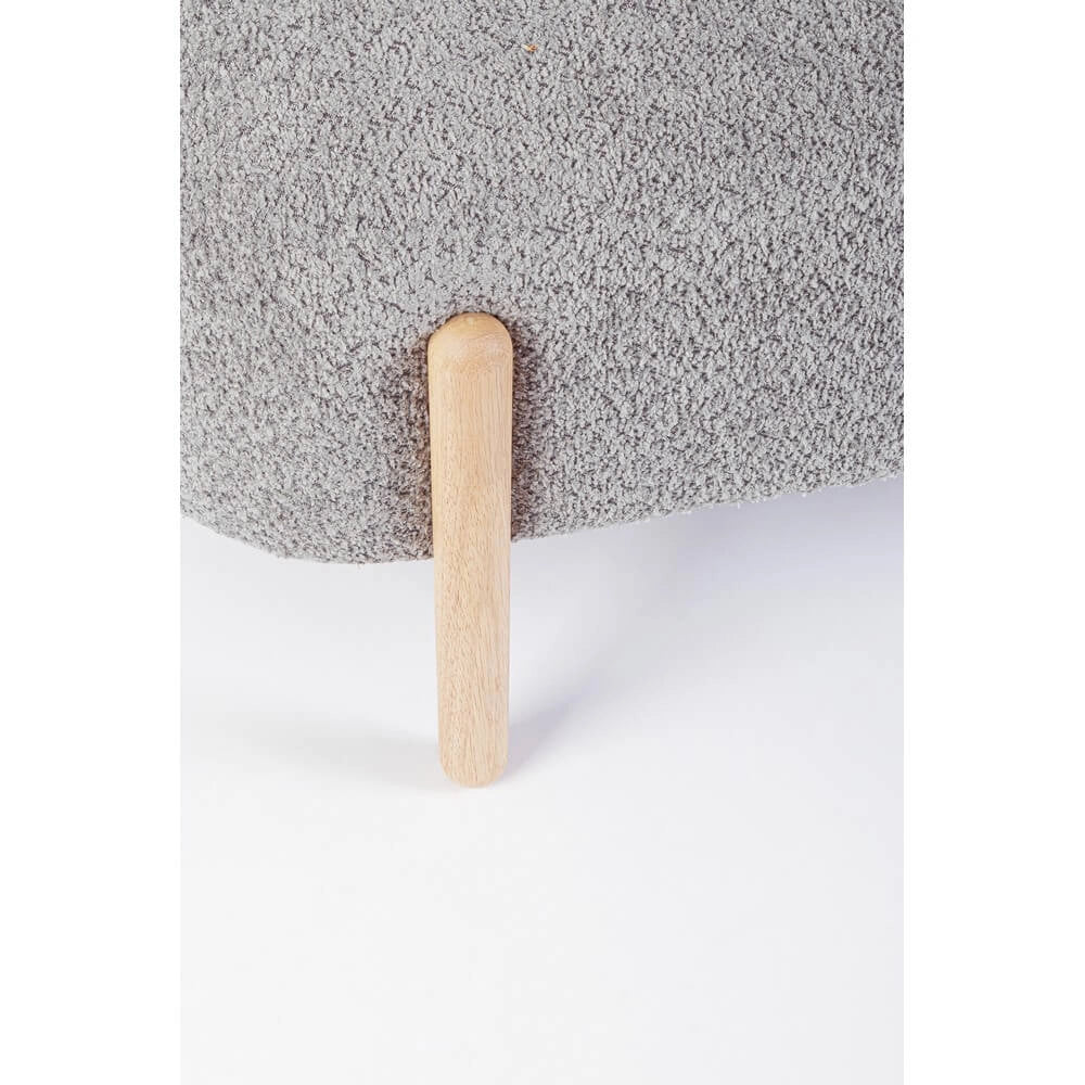 Panca imbottita effetto bouclé con gambe in legno naturale - SIENNA