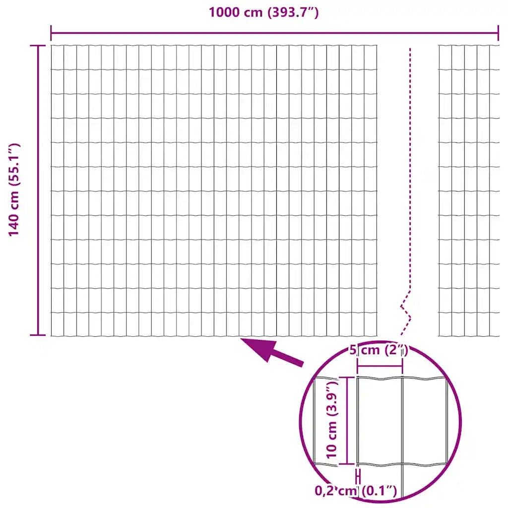 Recinzione Euro Grigio 1,4 x 10 m Ferro rivestito in PVC 42004495