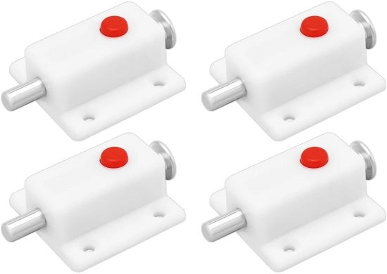 Maniglia per Porta Bianca - 4 Pezzi - Pulsante - Meccanismo a Cerniera - Adatto per Porte/Finestre - Installazione Facile - Materiale Sostenibile - Cerniera per Porta