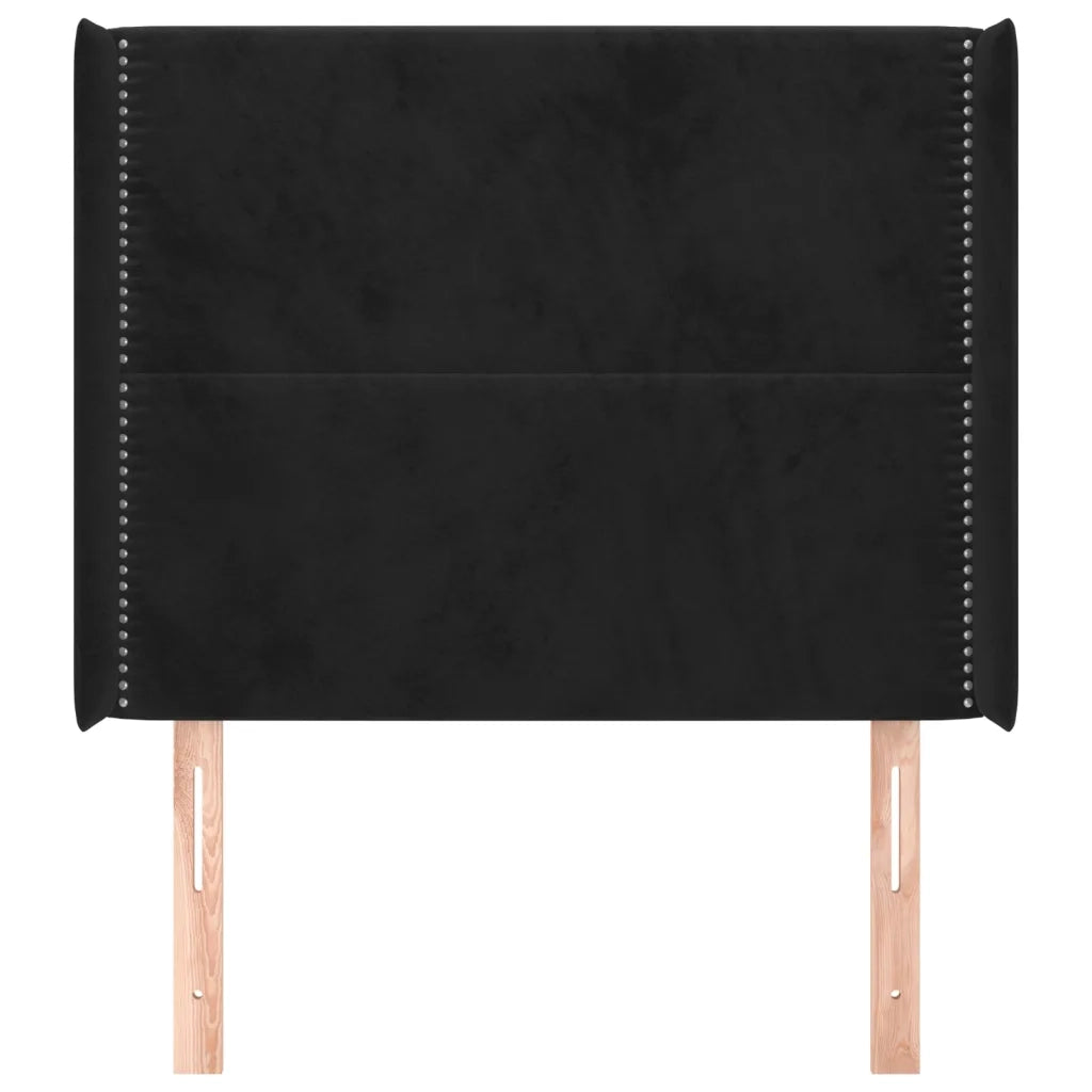 Testiera | Testata ad Orecchio Nera 83x16x118/128 cm in Velluto