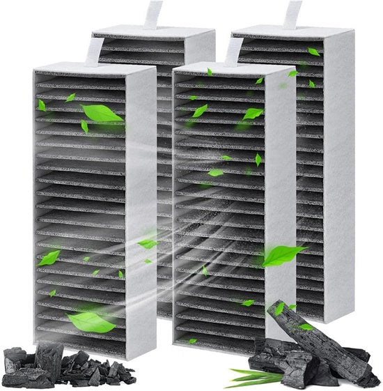 Filtro a Carbon Attivo per Aspirapolvere - Set di 4 Filtro - Prestazioni di Filtro Elevate - Adatto per Neff, Siemens e Bosch 17007505 / 17004796 / HZ9VRCR0 HEZ9VRUD0 - 17007113
