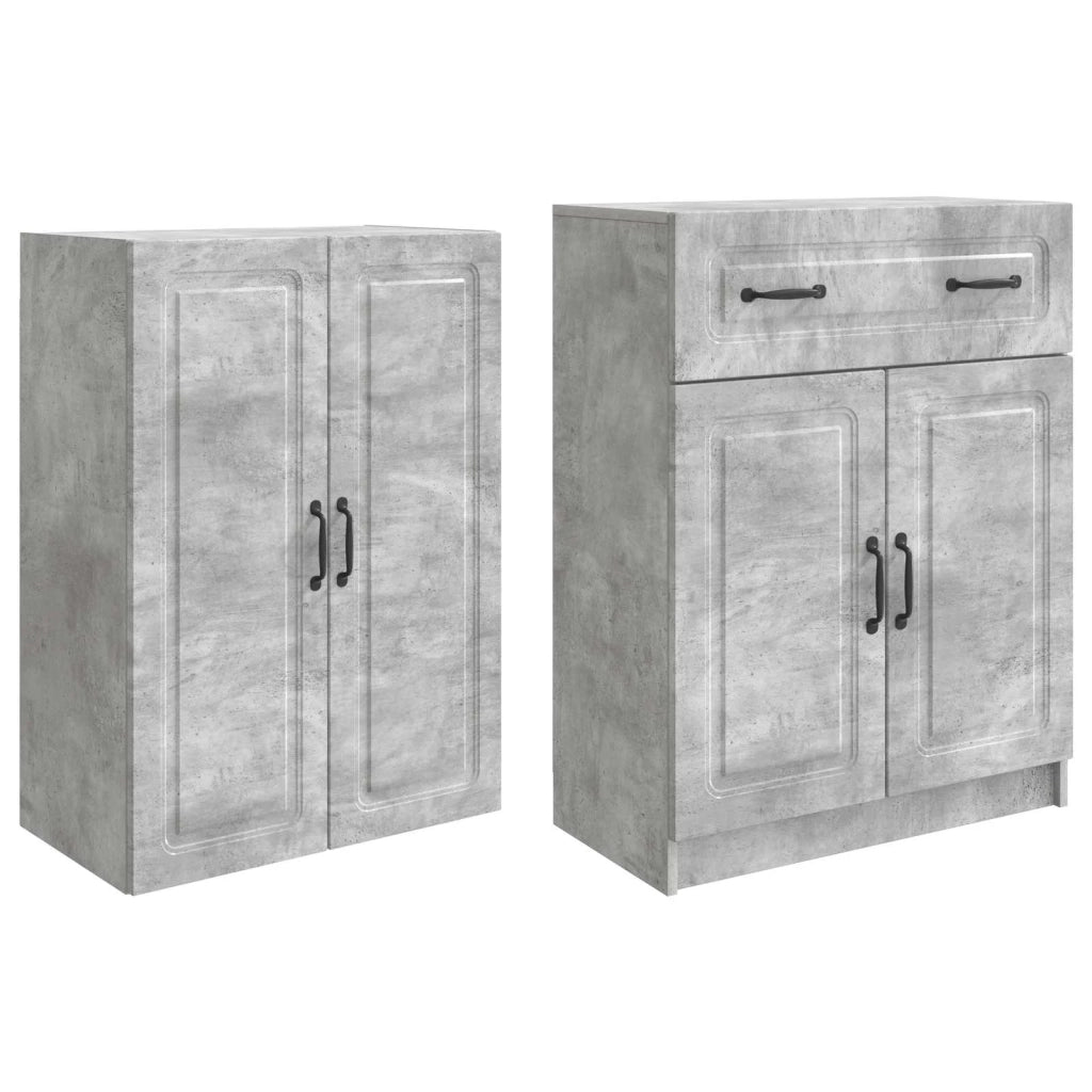 Set di armadi 2 pcs Grigio Cemento Legno ingegnerizzato
