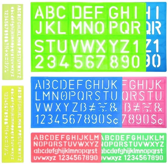 Set di stencil per bambini in plastica da 8 pezzi - numeri e alfabeti - kit di stencil con guida per DIY - pittura per bambini