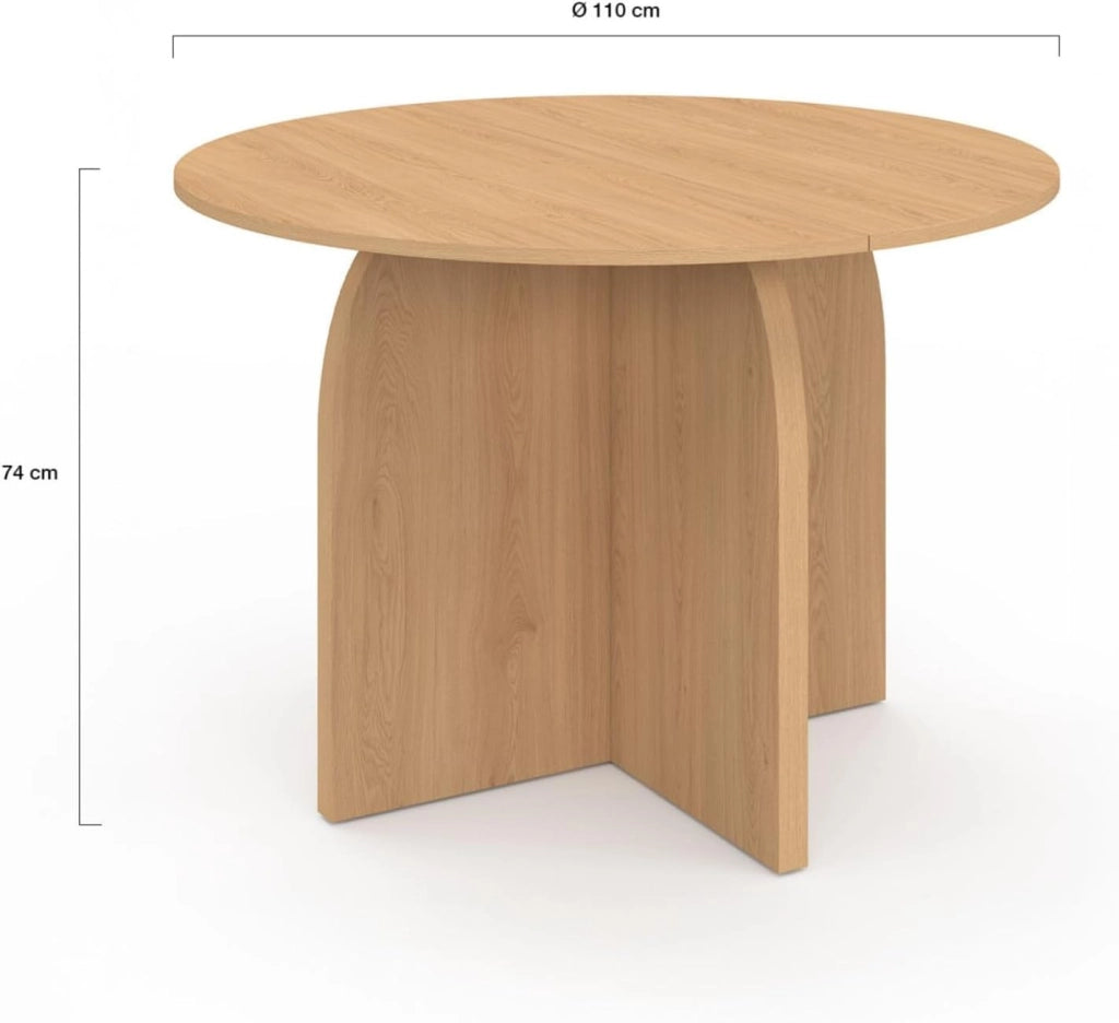 Tavolo da pranzo fisso rotondo ABY 6 persone in legno effetto faggio 110 cm