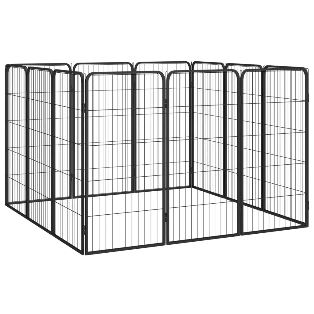 Box Cani 12 Pannelli Nero 50x100 cm Acciaio Verniciato Polvere CFW7964047