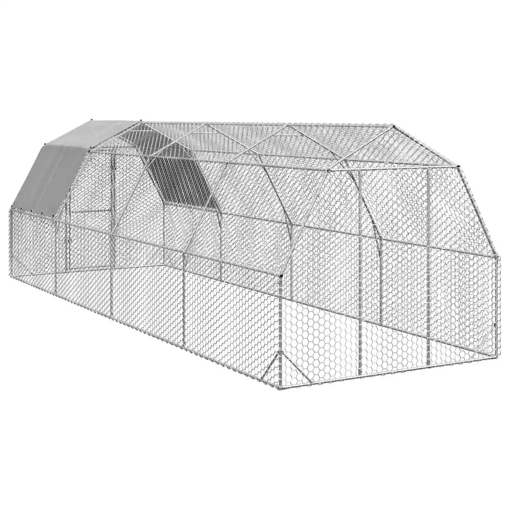Recinto per Polli con Tetto 2,5x8x2,25 m in Acciaio Zincato 3328528