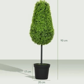 Bosso artificiale set da 2, 90 cm, in plastica verde per interno ed esterno