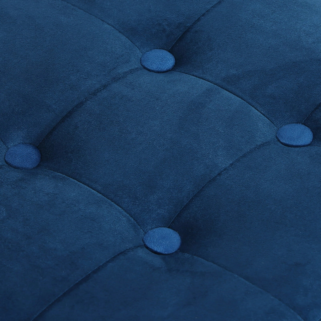 Pouf pieghevole VALORA con contenitore - Velluto blu navy L x 8