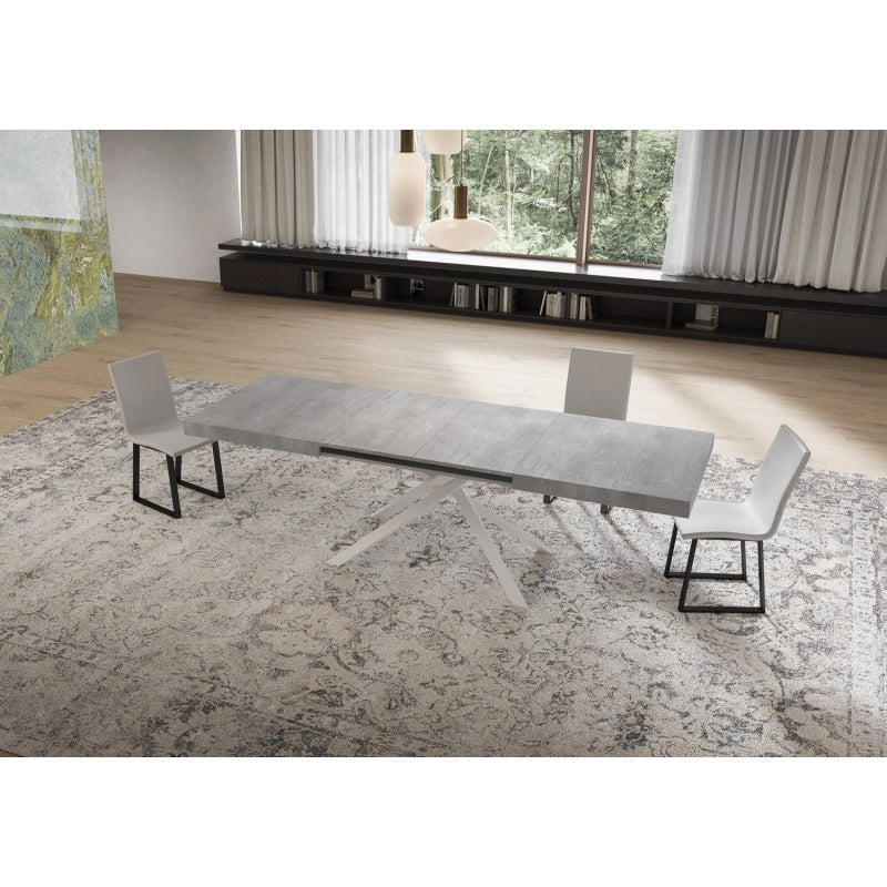 Tavolo allungabile 160/264x90 cm Niket telaio Bianche - Cemento