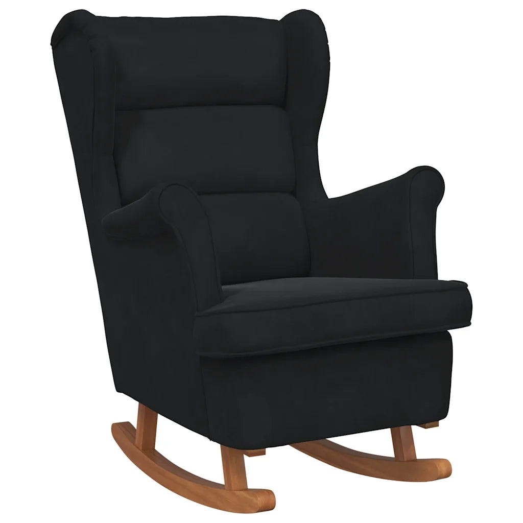 Sedia a dondolo con schienale alto in velluto nero CFW9275492