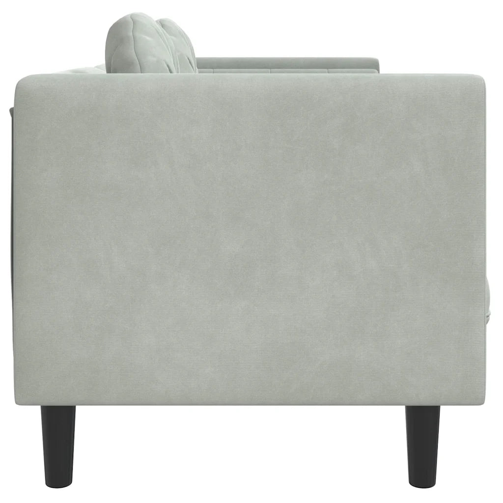 Divano | Divano da soggiorno | Sofa a 3 Posti con Cuscini Grigio Chiaro in Velluto