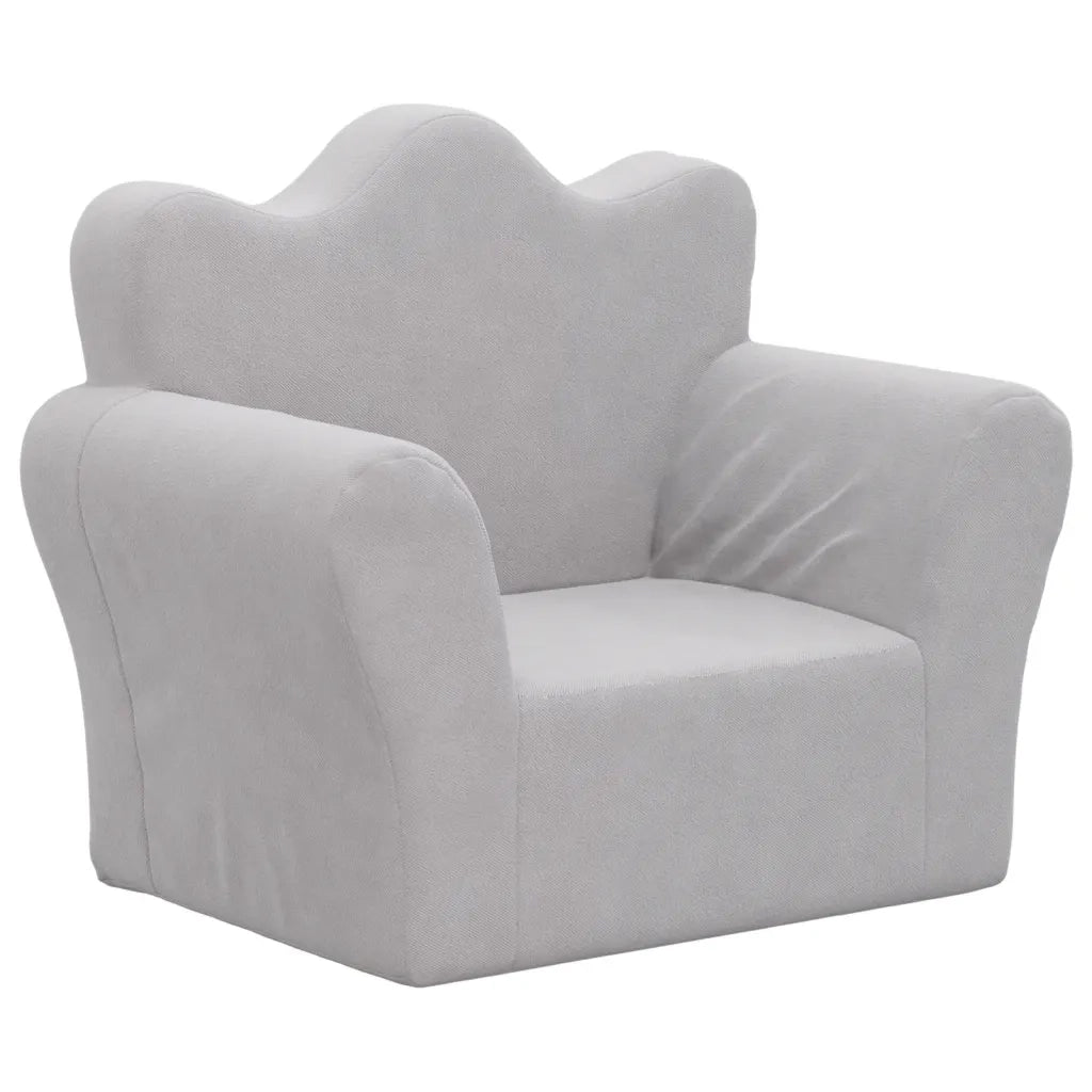 Divano per Bambini-Sofa-Divanetto Grigio Chiaro in Morbido Peluche 426800