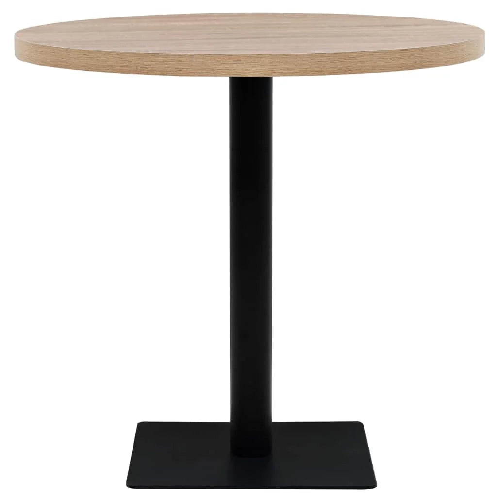 Tavolo alto stile bar/bistrot MDF e acciaio rotondo 80 cm rovere marrone 0902111