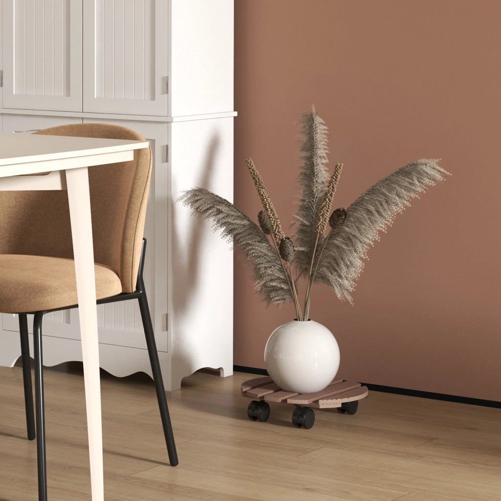 Set di 4 supporti per piante rotondi ¨C zephmum ¨C ?30 cm con ruote, per interno ed esterno