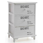 Trade Shop - Cassettiera 3 Cassetti 60x40x31cm Comodino Home Bianco Legno Moderna Multiuso -