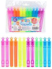 Boccie neon 12 pezzi - Lunghezza 10,5 cm - Bambini - Tasche a forma di stella - Boccie a forma di bolla - Colori neon