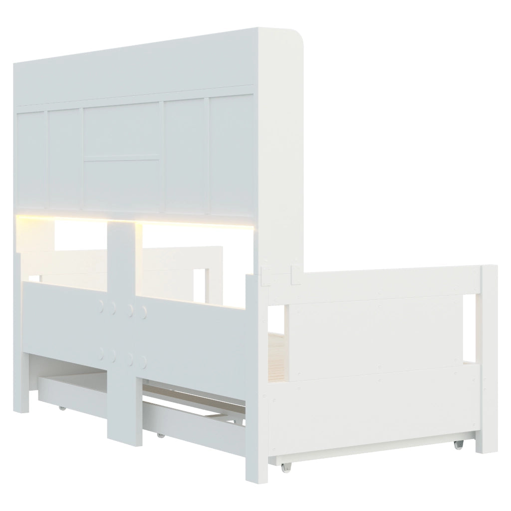 DIVANO LETTO ESRAIBILE 90x190 cm Legno Bianco con cassetti e vani