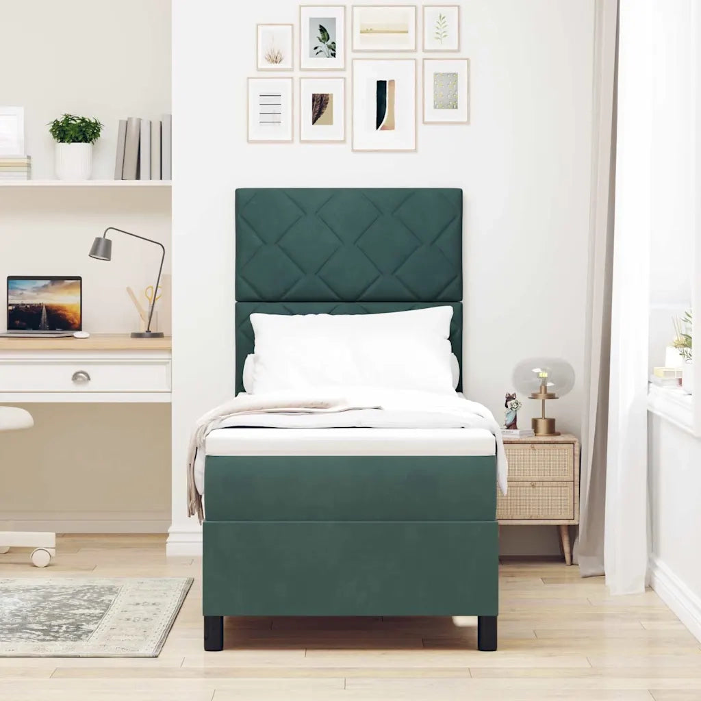 Letto a Sorgente LED Verde Scuro 80 x 200 cm Velluto 3343343