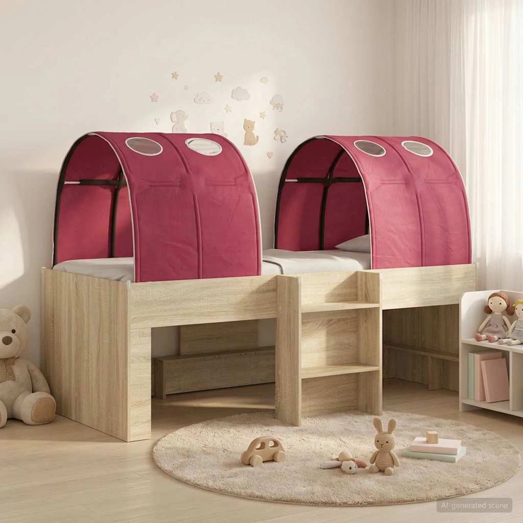 Letto con Tunnel 3 pz Rovere Sonoma e Rosso 3423567