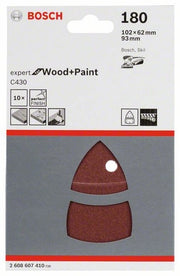 2608607410 - Set di fogli abrasivi C430 da 10 pz. 102 x 62, 93 mm, P180