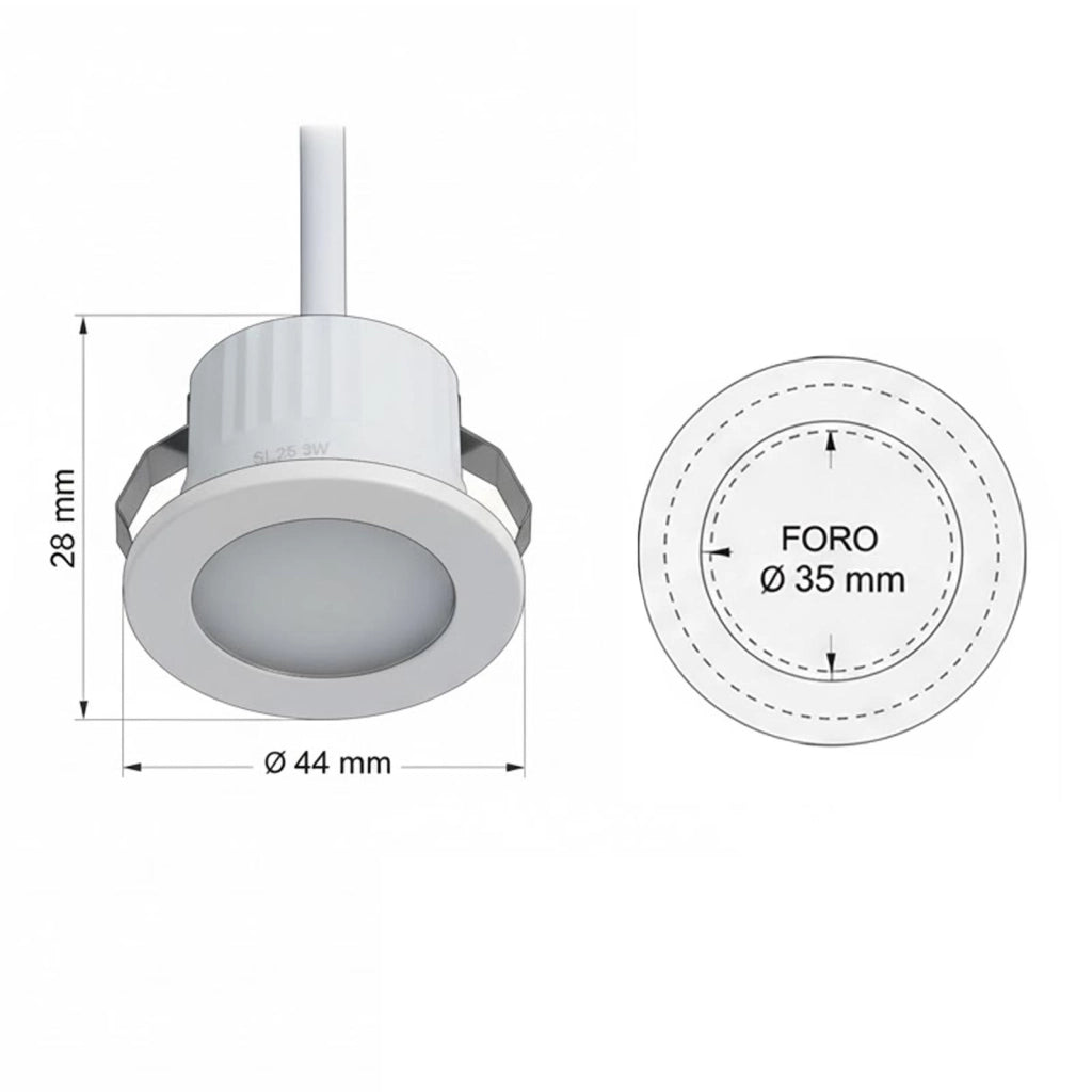 Mini faretto incasso moderno LED 3W CCT cornice intercambiabile bianco nero luce mensole mobili ripiani cappa vetrine 230V TONDO