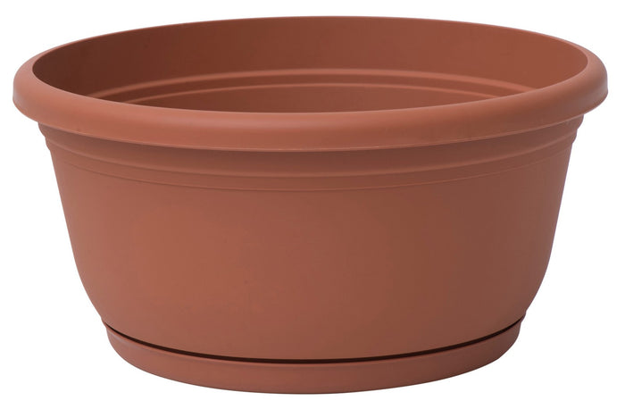 ciotola in plastica per fiori e piantine unica con sottovaso cm 25 cod:ferx.95470.stock