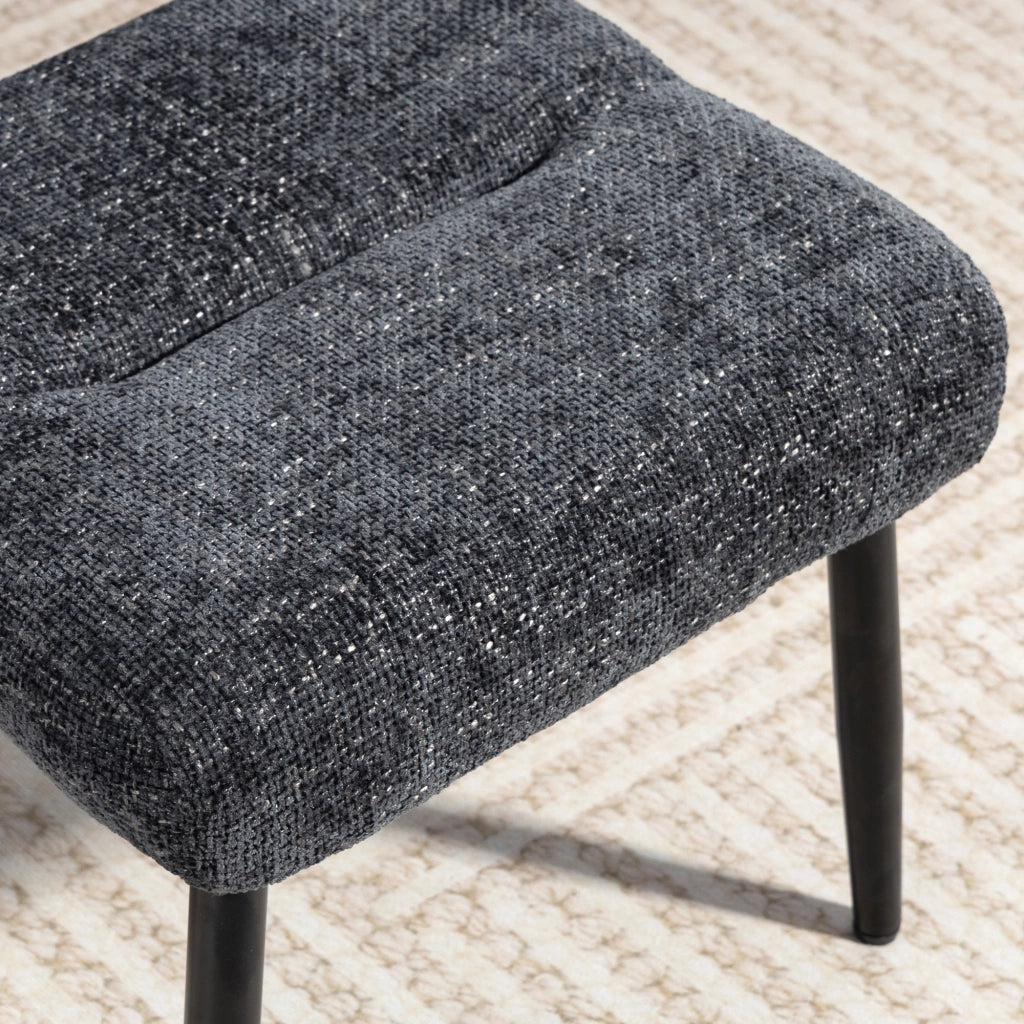 Sgabello con cuscino imbottito in tessuto chenille ¨C zephmum ¨C 45x41x38 cm, grigio scuro