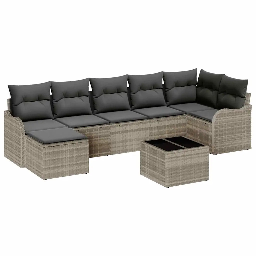 Set Divano da Giardino 8 pcs Grigio chiaro Poly Rattan 3354471