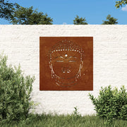 Decorazione Muro Giardino 55x55 cm Testa Buddha Acciaio Cortencod mxl 106755