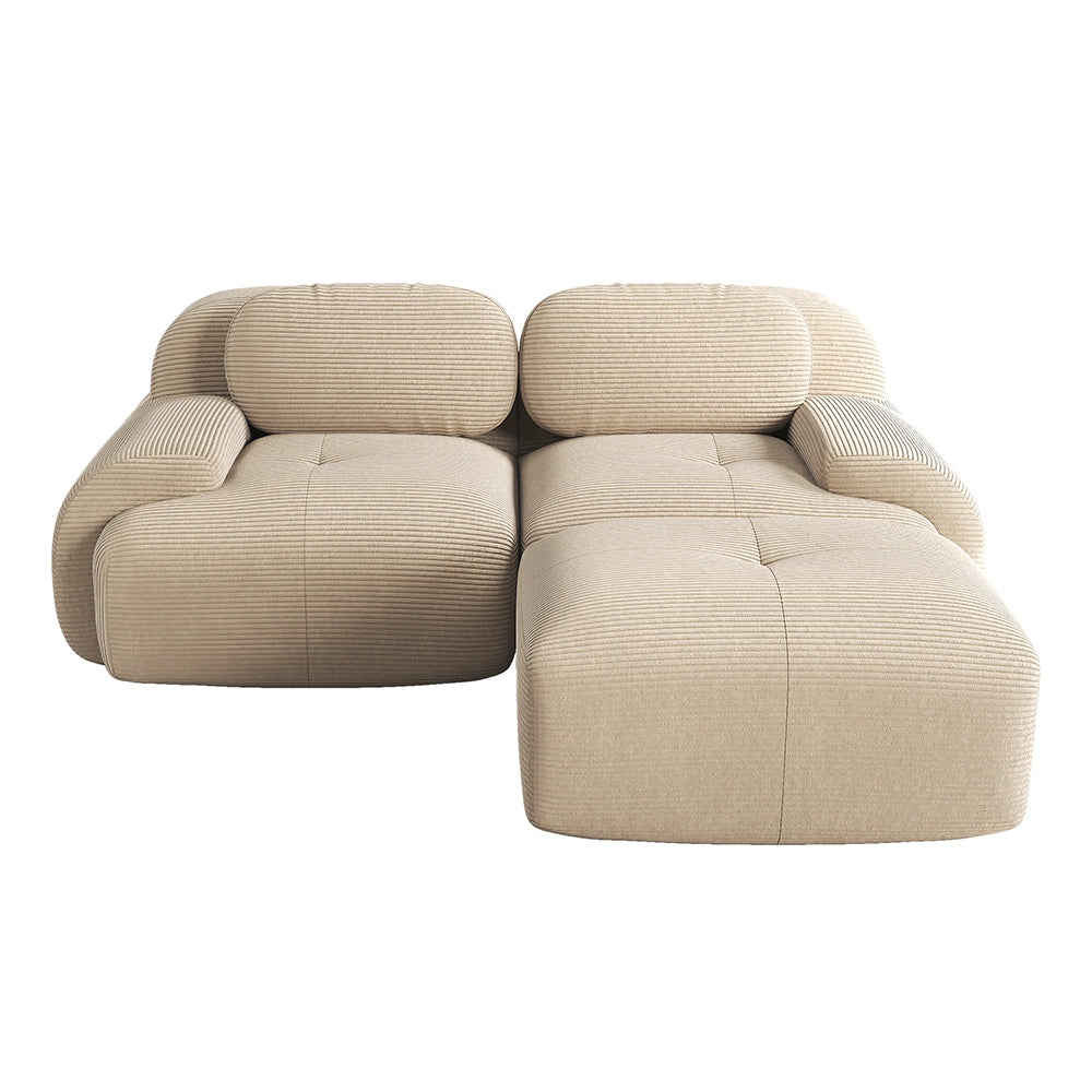 Divano angolare 82" velluto morbido - Xylo - Modulare, senza montaggio, imbottitura elastica, beige