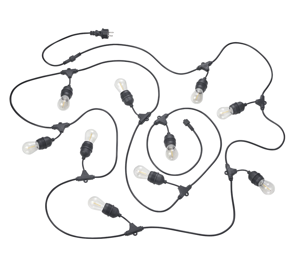 Catena luminosa 10 luci, plastica, nero opaco, L650 cm, Chain